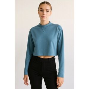 Athleta Girl Long Sleeve Waffle Knit Top – Blue Lightweight Stretch Shirt